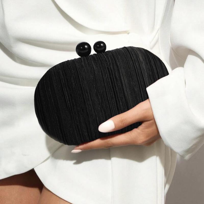 クラッチバッグ レディース 女性用 サテン プリーツ エレガント フォーマル ハンドバッグ 結婚式 披露宴 パーティー ウェディング ブライダル 花嫁 プリンセス ギャザー 上品 個性的 スマホポケット ブラック ベージュ ボルドー ゴールド