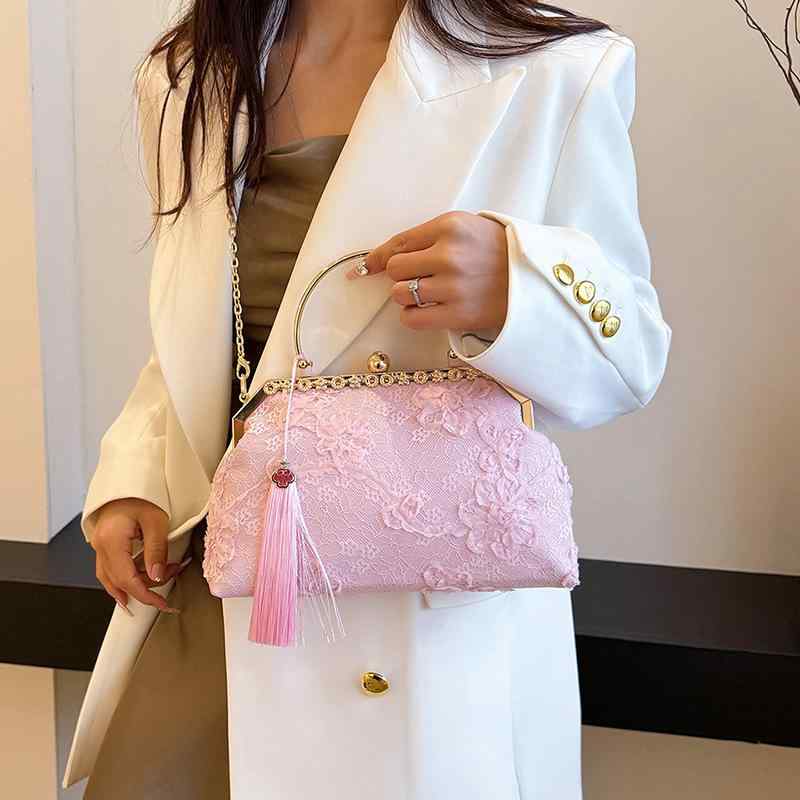 バッグ レディース ミニ ハンドバッグ ショルダーバッグ 斜め掛け マザーズバッグ パーティー 結婚式 ブライズメイド 中国風 チャイナドレス風 普段使い スマホポケット ロック金具 横型 スクエア やわらか素材