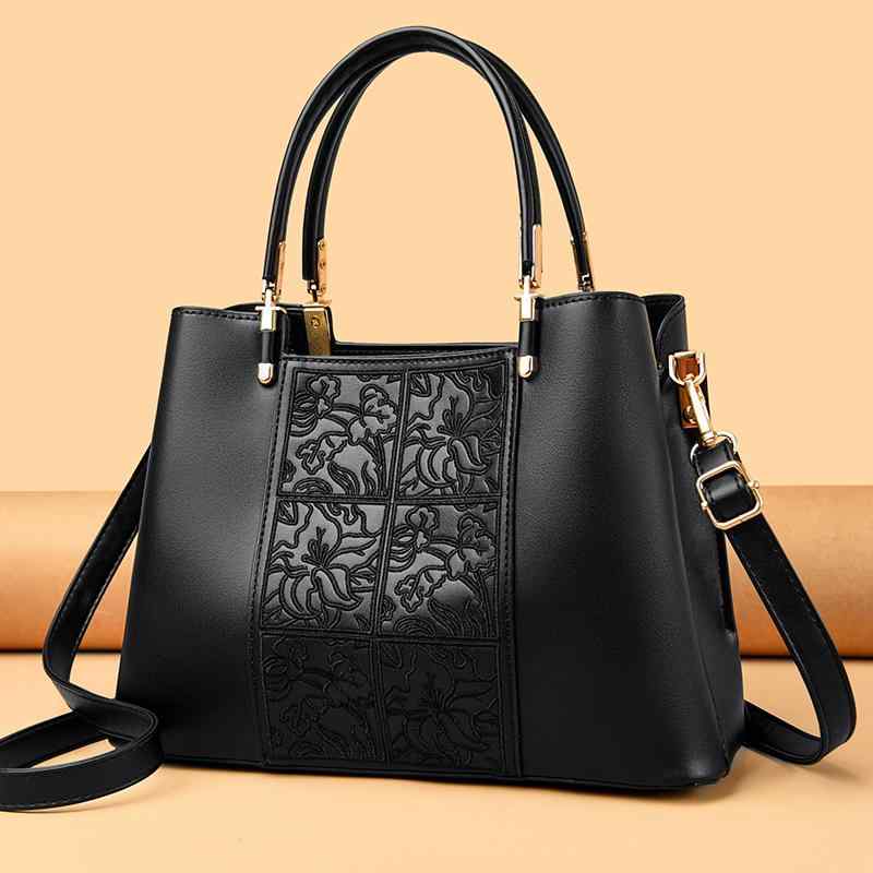 バッグ レディース 刺しゅう 中国風デザイン 中華テイスト 高級感 手提げ 鞄 ハンドバッグ ショルダーバッグ 斜め掛け 肩掛け PUレザー 縦型 スクエア ファスナー開閉 収納力豊富 日常使い 通勤 お出かけ ブラック ブルー レッド アイボリー