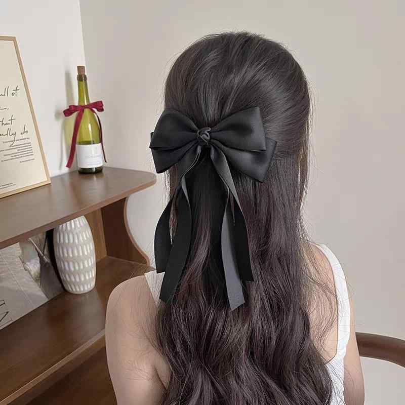 頭飾 レディース 大きめ織りリボン バレッタ スプリングヘアクリップ まとめ髪 上品 エレガント シンプル 通勤 カジュアル フォーマル ..