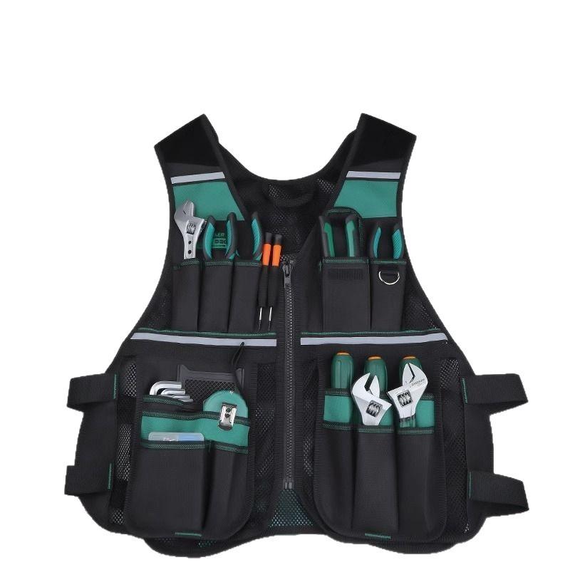 ツールベスト 電工 木工 職人 作業用 ツールエプロン 修理 メンテナンス 現場作業 大容量 多機能 ポケ..