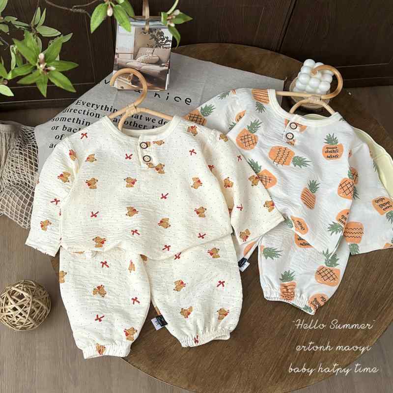 ベビーパジャマ 男の子 女の子 プルオーバー 上下セット ルームウェア 部屋着 ポリエステル 吸湿速乾 やわらか ふんわり 動物柄 キャラクター カジュアル 春秋