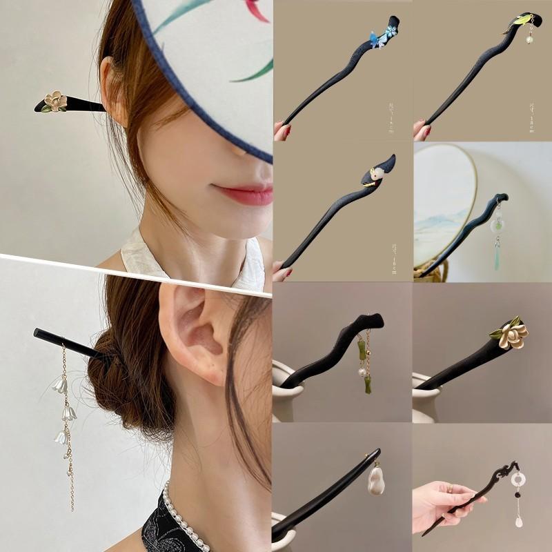 かんざし 木製 流蘇 かんざし レディース 中国風 レトロ モダン エレガント ヘアアクセサリー チャイナドレス 漢服 和装 浴衣 着物 まとめ髪 ヘアアレンジ...