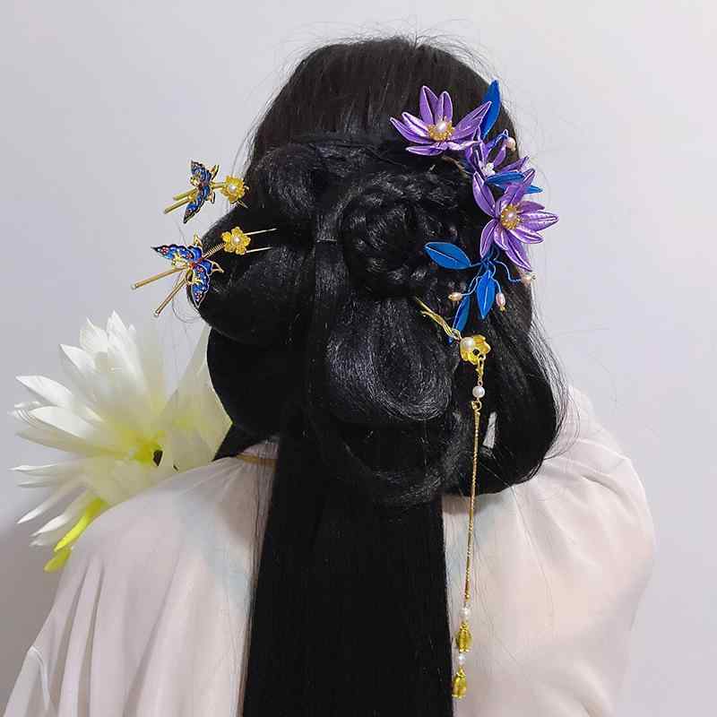 髪飾り レディース 女性用 漢服 古典的 中華風 民族調 真珠 かんざし シンプル 一本挿し まとめ髪 ヘアアクセサリー 合金製 花 フラワーモチーフ ゴールド...