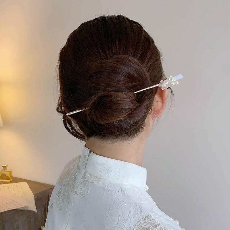 かんざし レディース 中華風 巻き花 花モチーフ メッキ加工 中国風 金属製 普段使い 万能 チャイナドレス 和装 浴衣 パーティー 結婚式 髪飾り ヘアアクセ...