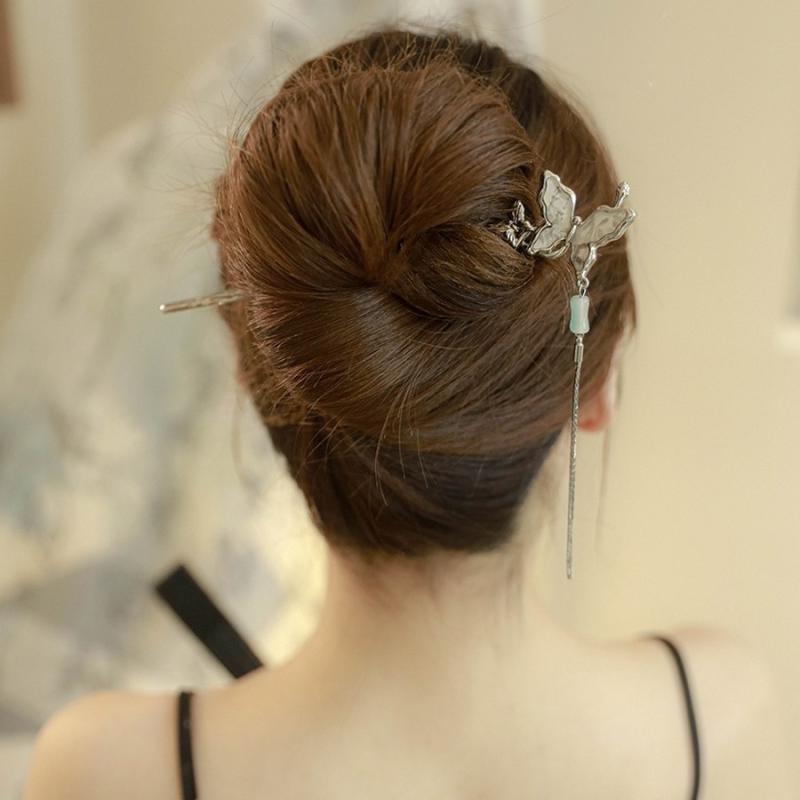 かんざし レディース 中華風 蝶 流蘇 髪飾り 古典風 レトロ 高級感 漢服 合金製 アップヘア 夜会巻き まとめ髪用 ヘアアクセサリー 女性用 和装小物 着物...