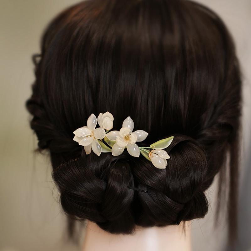 かんざし 女性用 中国風 古風 琉璃 硝子 花 フラワーモチーフ 髪飾り 挿し櫛 ヘアコーム ヘアスティック 漢服 旗袍 和装 浴衣 着物 パーティー 成人式 ...