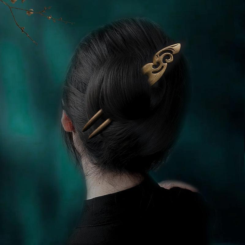 かんざし ヘアスティック 緑檀木製 天然木 U字型 和風 レトロ調 中国風 手作り ハンドメイド まとめ髪 アップヘア お団子ヘア 髪飾り ヘアアクセサリー 着...