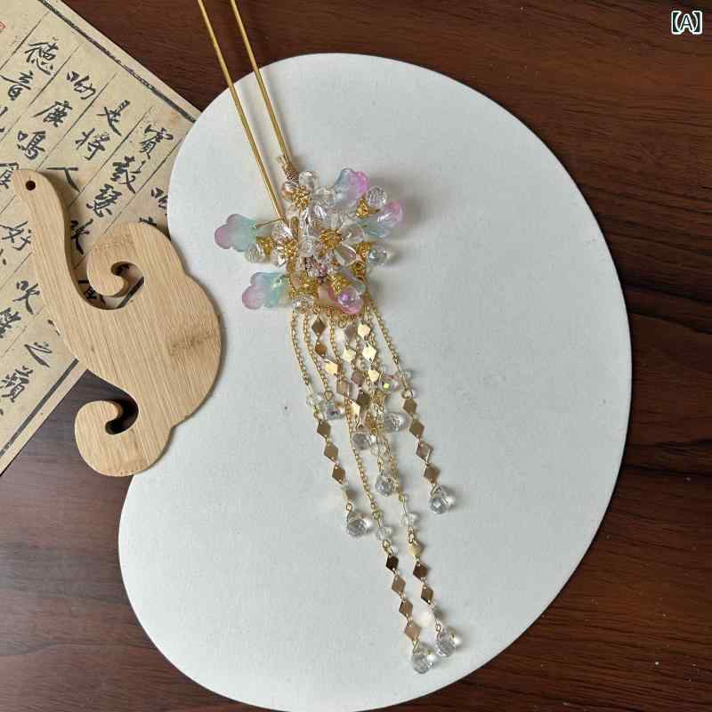 髪飾り 和装 着物 浴衣 かんざし ヘアアクセサリー レトロ アンティーク調 かわいい 花モチーフ 揺れる タッセル まとめ髪 結婚式 成人式 七五三 パーティ...