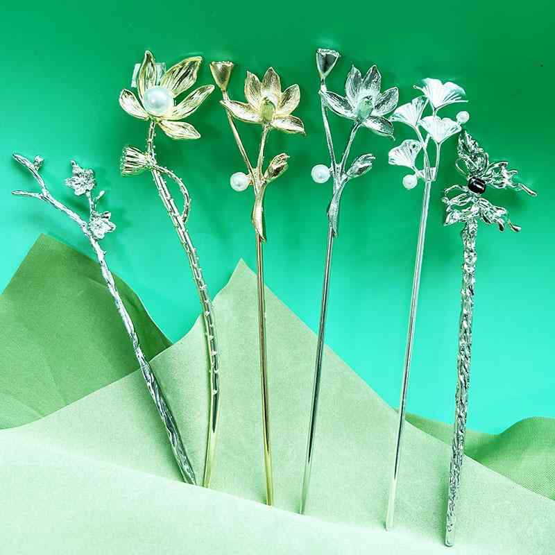 かんざし レディース 女性用 高級感 和風 合金製 パール 真珠 タッセル 蓮 蝶 蛇 イチョウ 梅 花モチーフ 髪飾り ヘアアクセサリー まとめ髪 アップヘア...