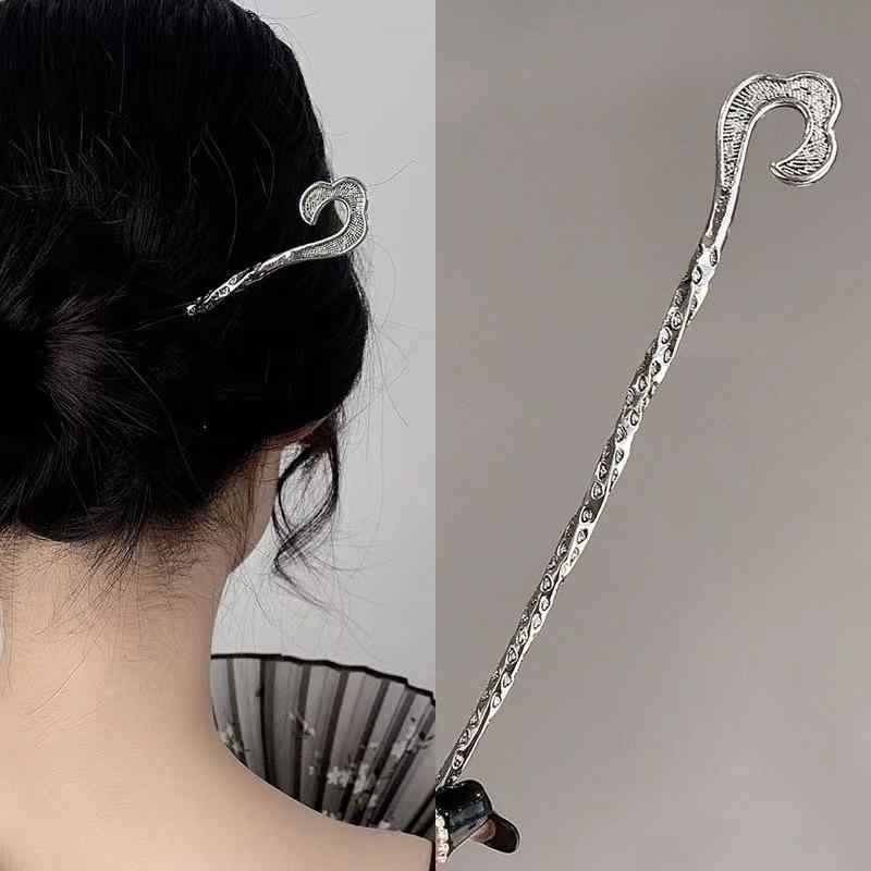 かんざし 杖型 中華風 合金製 レトロ調 漢服スタイル ヘアスティック 髪飾り エレガント 上品 優雅 高級感 ゴールド シルバー 和装 浴衣 パーティー イベ...