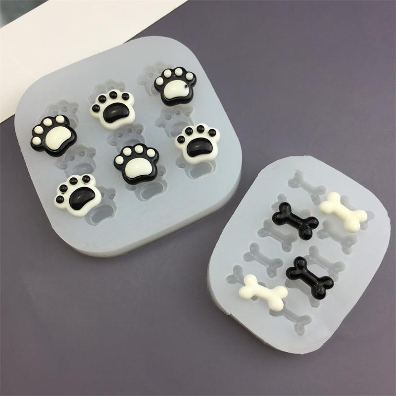 シリコンモールド かわいい 猫の足跡 9穴 骨 10穴 チョコレート 焼き菓子 石膏 レジン キャンドル DIY ..