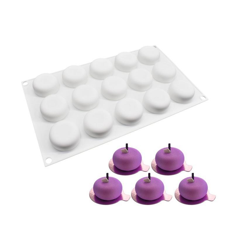 製菓型 15個取り 扁平丸型 くぼみ ムースケーキ モールド 円形 サンド シリコン型 8個取り ミニ ドラム型 耐熱 フォンダン チョコレート デザート 手作り お菓子 スイーツ バレンタイン