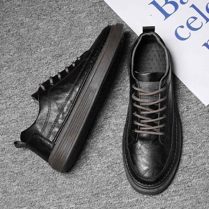 コックシューズ メンズ 男性用 防水 防滑 耐油 ソフトソール ワークシューズ ビジネス 作業靴 厨房靴 通勤 職場 黒 ブラック レザー 合成皮革 ゴム底 ラウンドトゥ