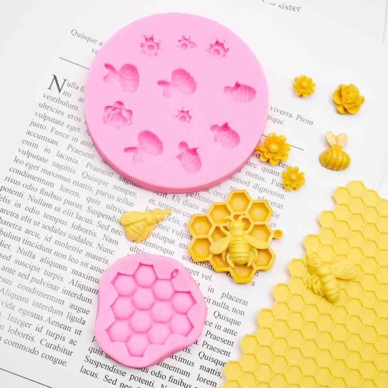 シリコンモールド DIY 蜂の巣 蜜蜂 フラワー レジンクラフト チョコレート ケーキ クッキー フォンダンアート 製菓道具 デコレーション ハンドメイド ホワイト 耐熱 柔軟 焼き菓子 ユニーク型
