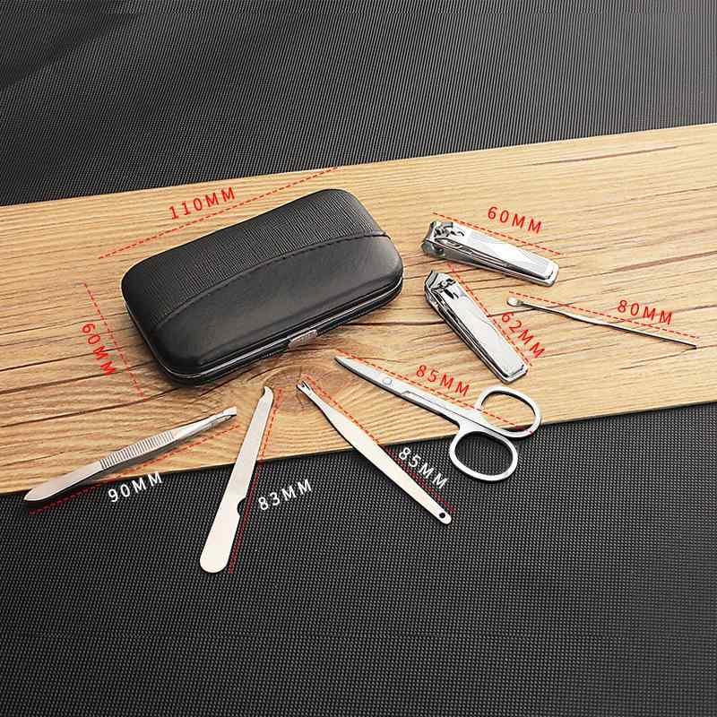 ネイルケアセット 爪切り ネイルハサミ 爪やすり ステンレス製 7点セット セルフケア 携帯用 旅行 出張 オフィス グルーミング レザーケース付き 多様な模様
