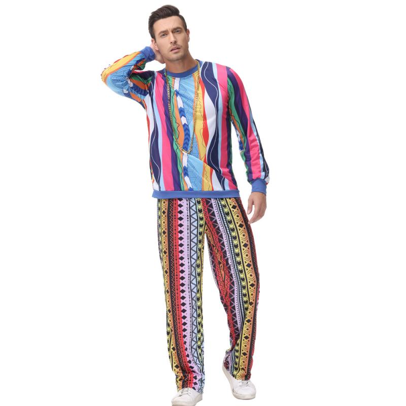 ポンチョ メンズ 大人用 メキシコ 民族風 ラウンドネック 丸首 カラーブロック マルチカラー 鮮やか 花..