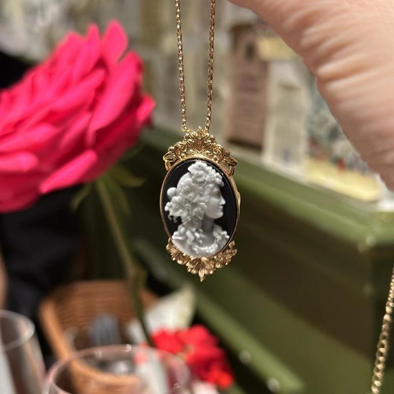 ネックレス レディース フレンチレトロ ヴィンテージ ライトラグジュアリー ファッション エレガント 上品 大人 おしゃれ 普段使い ブラックオニキス ペンダン...