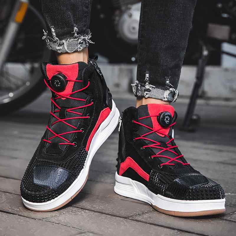 ライディングブーツ メンズ 男性用 本革 レザー オートバイ バイク ライディングシューズ オフロード レーシング ショートブーツ ツーリング 四季 耐摩耗性(4)