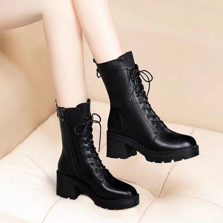 ショートブーツ レディース 女性用 普段使い カジュアル 太ヒール ローヒール フェイクレザー ライダー..