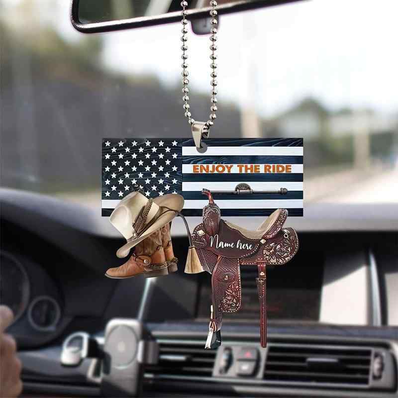 カーアクセサリー レディース ユニーク 2Dデザイン ワイルドウエストモチーフ サドル デニム カウボー..