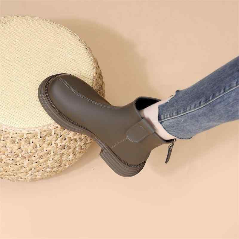 ショートブーツ レディース フェイクレザー 厚底 チェルシーブーツ ソフトソール バックジップ フリンジ ラウンドトゥ ミドル丈 カジュアル 普段使い 細見え 美脚