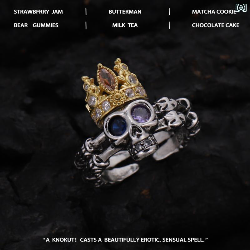 リング レディース 青紫色ジルコニア キングスカル 上品 個性的なデザイン 精巧 高級感 クールテイスト..