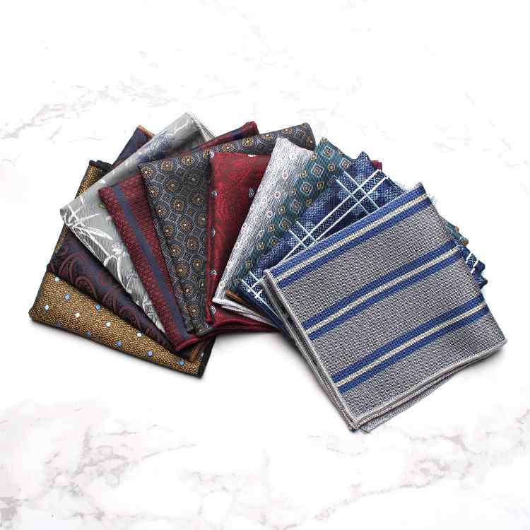 ポケットチーフ 男性用 メンズ ポリエステル ジャカード織り ドット ストライプ リーフ柄 新郎 結婚式 フォーマル ビジネス パーティー おしゃれ 胸元 飾り ファッション小物