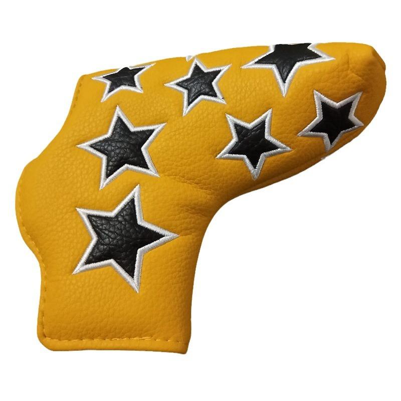 ゴルフ パターカバー 星刺繍 PUレザー マグネット開閉 裏起毛 厚手 フィット ブレード型 ゴルフクラブ..