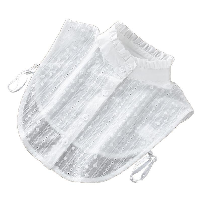 付け襟 レディース フリル 立ち襟 ブラウス襟 重ね着 トップス シャツ風 装飾襟 オールシーズン 韓国風 綿 ポリエステル 無地 ホワイト