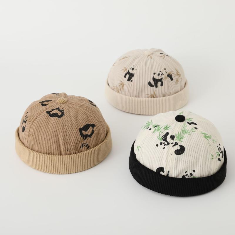 帽子 ベビー キッズ 男の子 女の子 パンダ コーデュロイ 綿素材 秋冬 あったか 防寒 日よけ 防風 かわ..