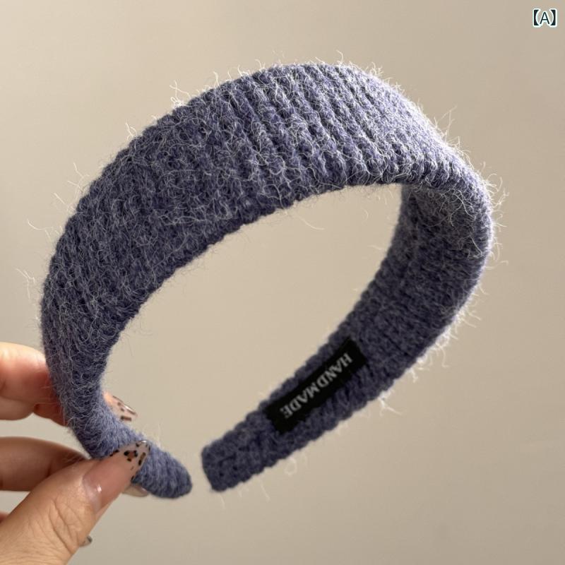 ヘアアクセサリー レディース 毛糸 ニット 布製 ワイド カチューシャ ヘッドバンド シンプル 無地 デイ..