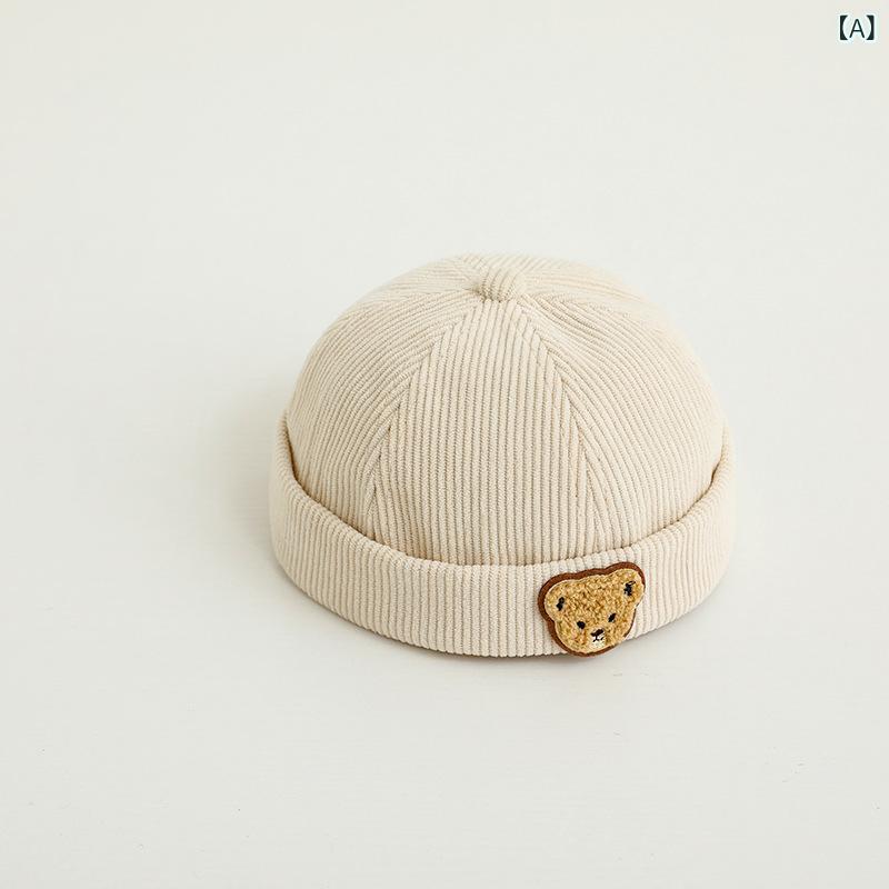 帽子 キッズ 子供 幼児 男の子 女の子 コーデュロイ 春秋冬 韓国風 ロールキャップ ショートブリムキャップ 調節可能 かわいい おしゃれ お出かけ 普段使い 日よけ キャップ ハット ベージュ カーキ ブラウン ブルー ブラック