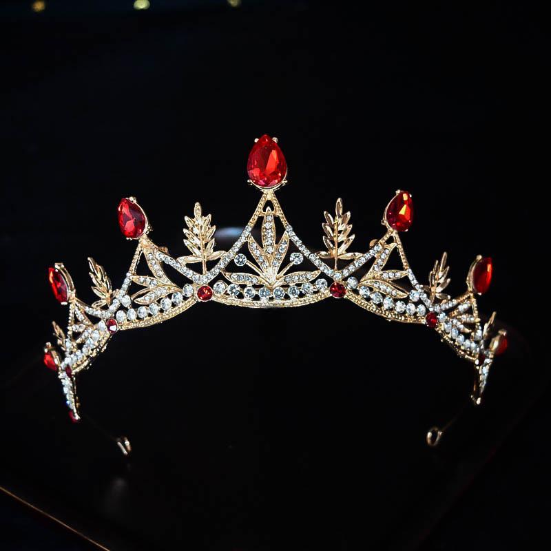 ティアラ レディース ヨーロピアンスタイル ブライダル ラインストーン クリスタル リーフ フラワー プリンセス ウェディング 結婚式 披露宴 パーティー ヘッドドレス 髪飾り 華やか エレガント 合金製