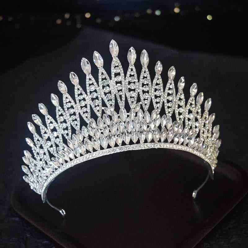 ヘッドドレス レディース 花嫁 結婚式 ブライダル ウエディング 冠 ティアラ クラウン ヨーロッパ風 欧風 大型 ビッグサイズ クリスタル ラインストーン ガラス 合金 舞台 ステージ ミスコン 髪飾り ヘアアクセサリー ホワイト レッド