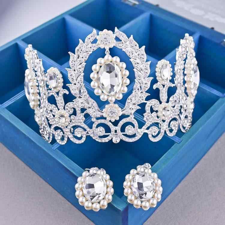 ティアラ レディース 女性用 花嫁 ブライダル 冠 クラウン 女王 プリンセス 結婚式 ウェディング 髪飾り ヘッドドレス ラインストーン ガラス 合金製 高級感 豪華 ゴージャス 大きめ レトロ ヨーロッパ風 ホワイト パープル ゴールド