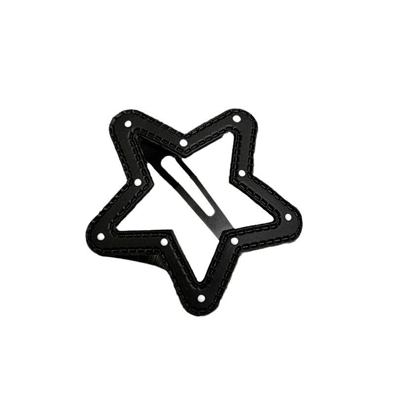 ヘアクリップ レディース 黒白 ドット柄 フェイクレザー パッチンピン 前髪 サイドヘア 髪留め 甘辛 ク..