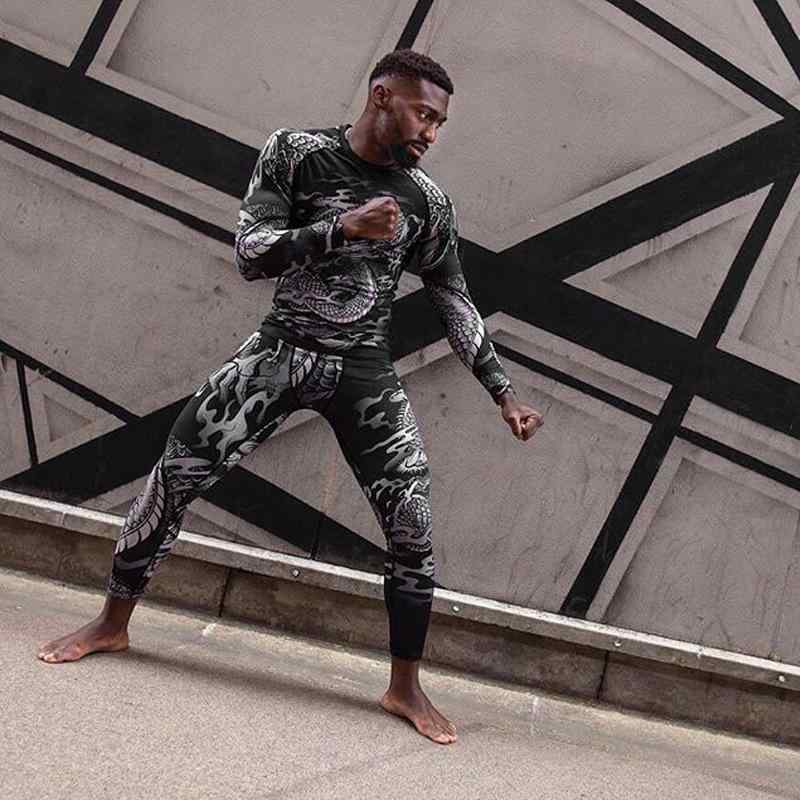 Tシャツ メンズ ボクシング ムエタイ MMA 格闘技 トレーニング 長袖 フィットネス ジム ウェア ストレ..