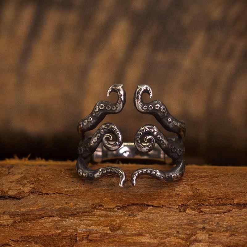 指輪 男女兼用 クトゥルフ オクトパス 触手 モチーフ 個性的 デザイン ダーク系 ゴシック レトロ ヴィ..