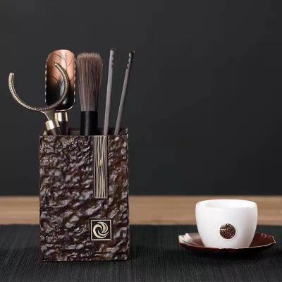 茶道具 茶道六君子 黒檀 胡桃木 ウォールナット材 銅飾り 功夫茶具 工芸茶器 中国茶器 ティーセレモニ..