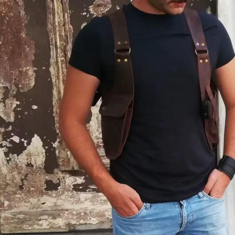 ショルダーバッグ スチームパンク 中世 レトロ アンティーク ハロウィン コスプレ 仮装 PUレザー 革 ウォレット 財布 ボディバッグ ベルトポーチ ダークブラウン