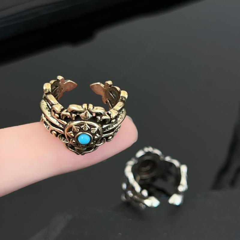 リング ユニセックス 重厚感 欧米レトロ エレガント 蓮の花モチーフ オープンリング トレンド おしゃれ..