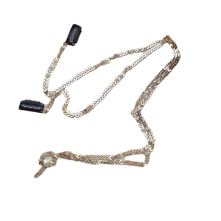 ヘアアクセサリー レディース フレンチレトロ ゴールド 麦の穂モチーフ ヘアチェーン 髪飾り まとめ髪 ..