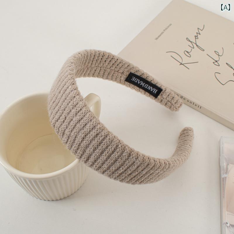 カチューシャ レディース 秋冬 ニット 毛糸 ブラウン 茶色 韓国風 スウィート ガーリー 頭頂部ボリュー..