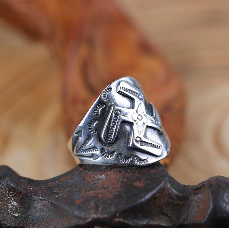 リング メンズ レディース S925 シルバー タイシルバー レトロ ヴィンテージ 個性的 存在感 幅広 ワイ..