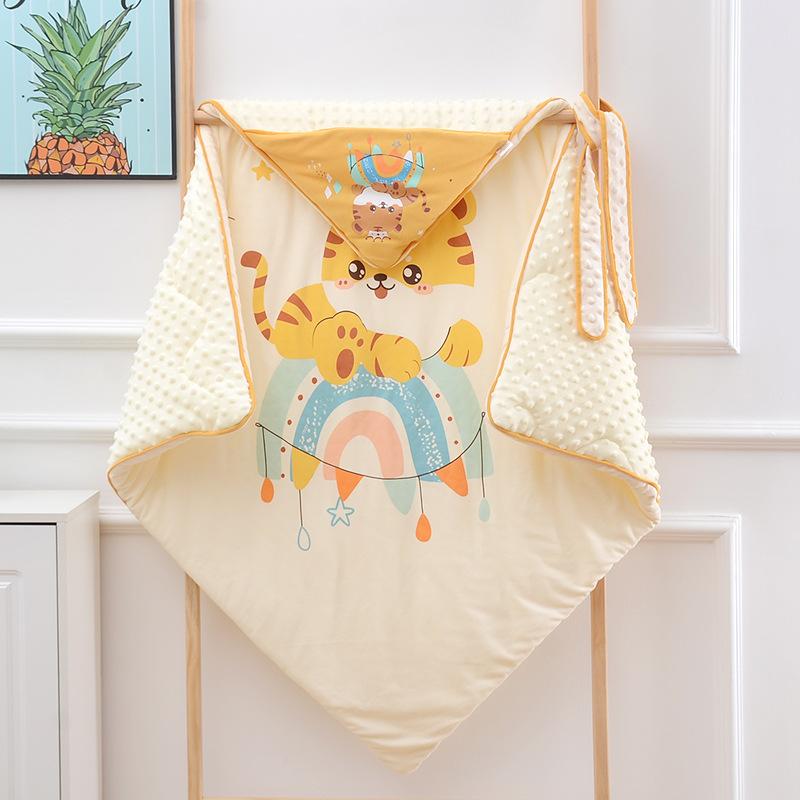 おくるみ ベビー 抱っこ布団 新生児 乳幼児 秋冬 保温 あったか もこもこ ドット柄 ボア 綿入り コットン素材 安眠 かわいい 動物柄 トラ パンダ うさぎ 出産祝い ブランケット