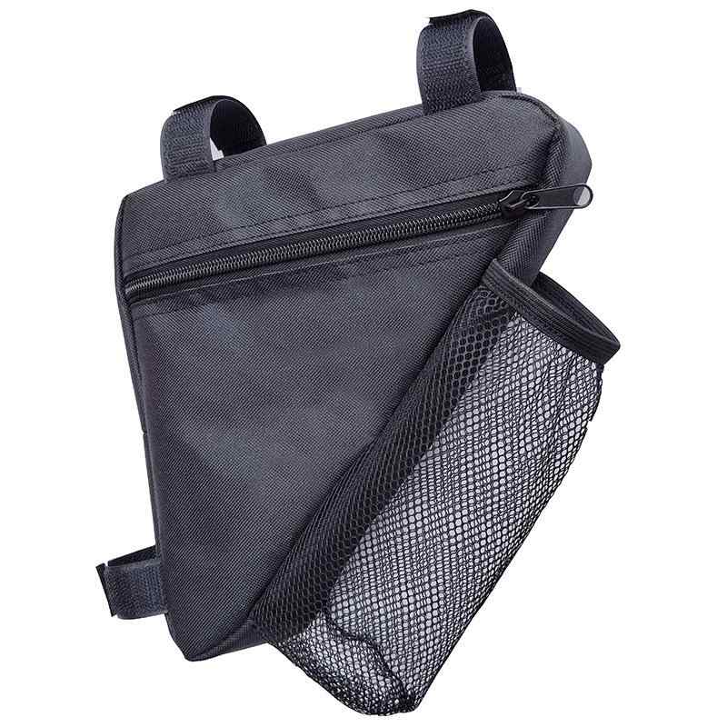 自転車バッグ サイクリング マウンテンバイク ロードバイク フレームバッグ トップチューブバッグ 三角形 ツールポーチ 工具入れ ボトルホルダー 水筒入れ ポリエステル ブラック