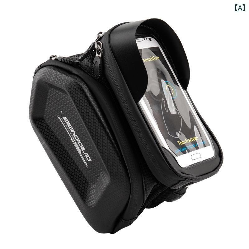 自転車バッグ サイクルバッグ ハードシェル タッチスクリーン対応 トップチューブ フレームバッグ 両サ..