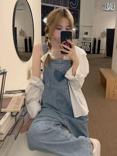 サロペット レディース デニム オーバーオール オールインワン ハイウエスト ワイドストレート 小柄さ..