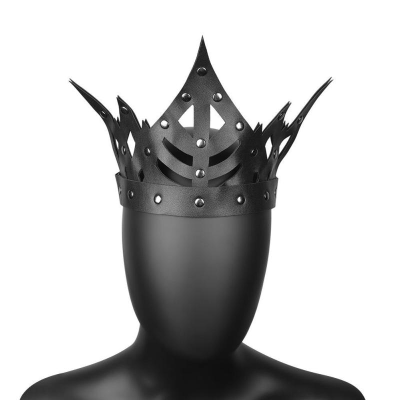 ヘッドドレス ユニセックス ゴシック パンク ロック PUレザー クラウン ティアラ 欧米風 合皮 ヘアアク..